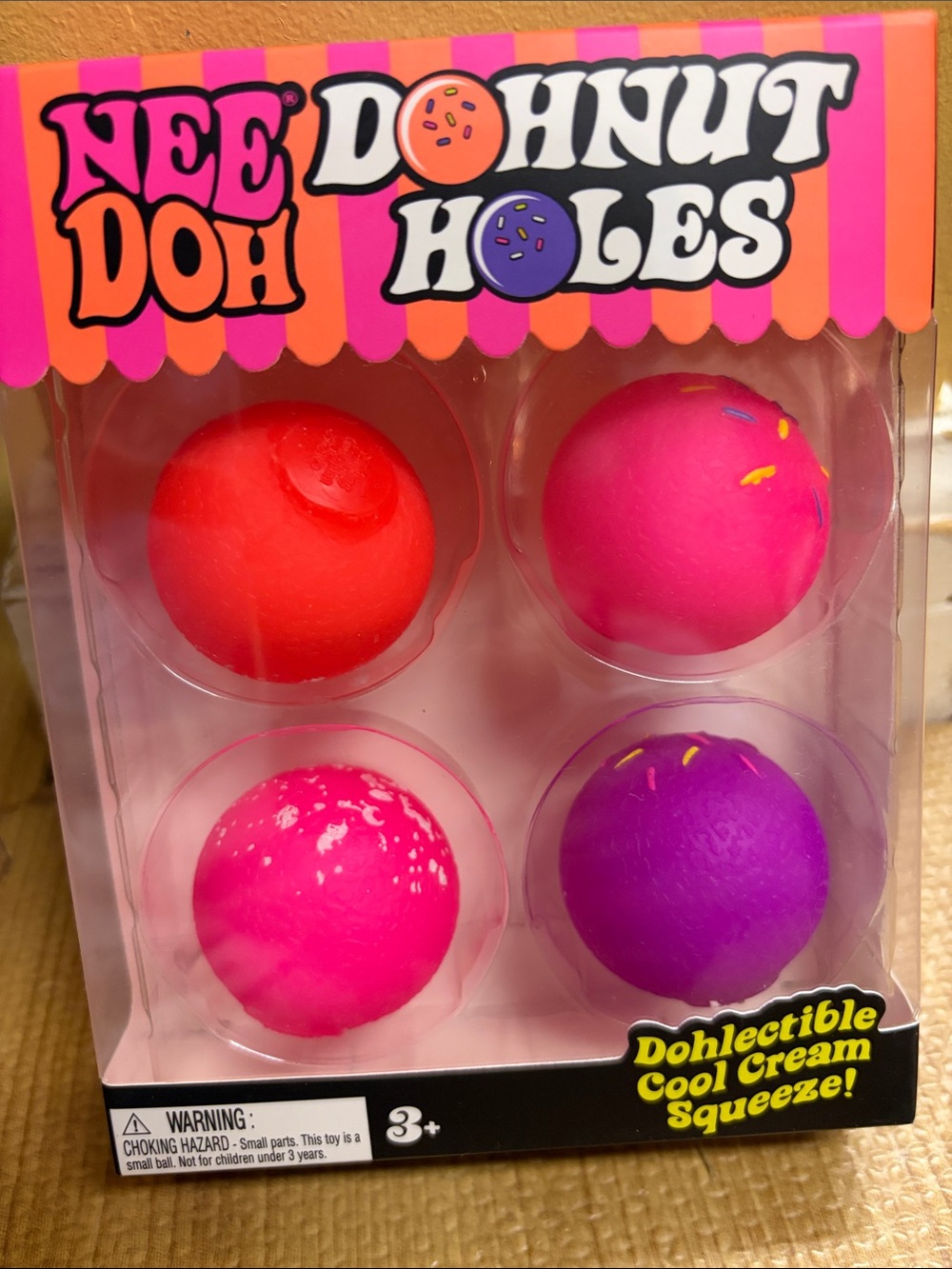 Donut Holes Squishy Stress Toy Set - Pink, Red & Purple